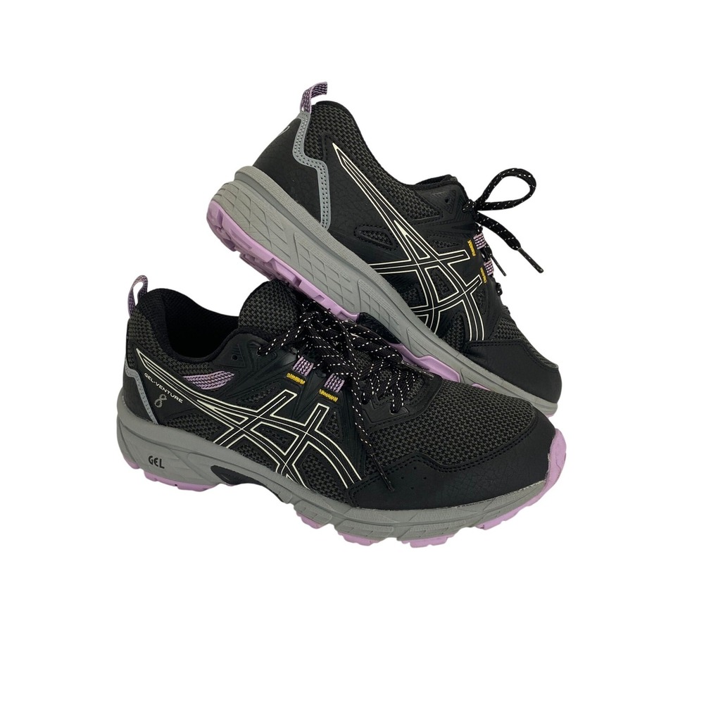 ASICS Gel-Venture 8 Running Shoes Women 8 Wide Black Lavender 1012A706
